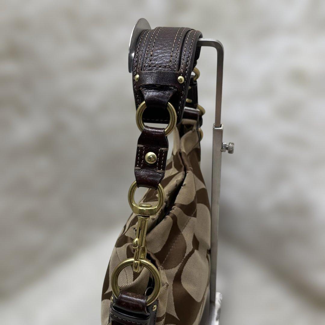 美品 COACH コーチ シグネチャー ターンロック ブラウン10619