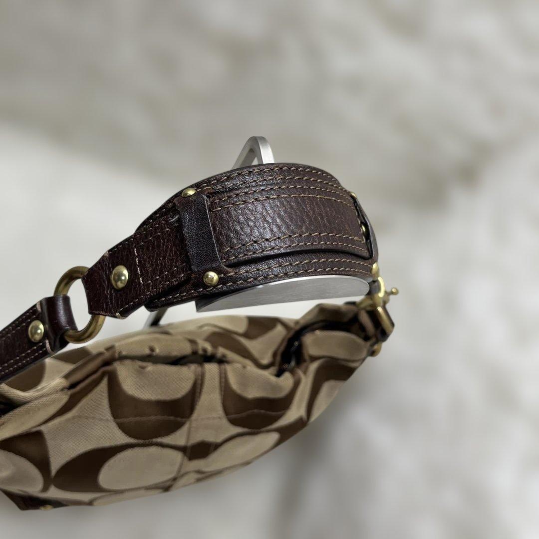 美品 COACH コーチ シグネチャー ターンロック ブラウン10619