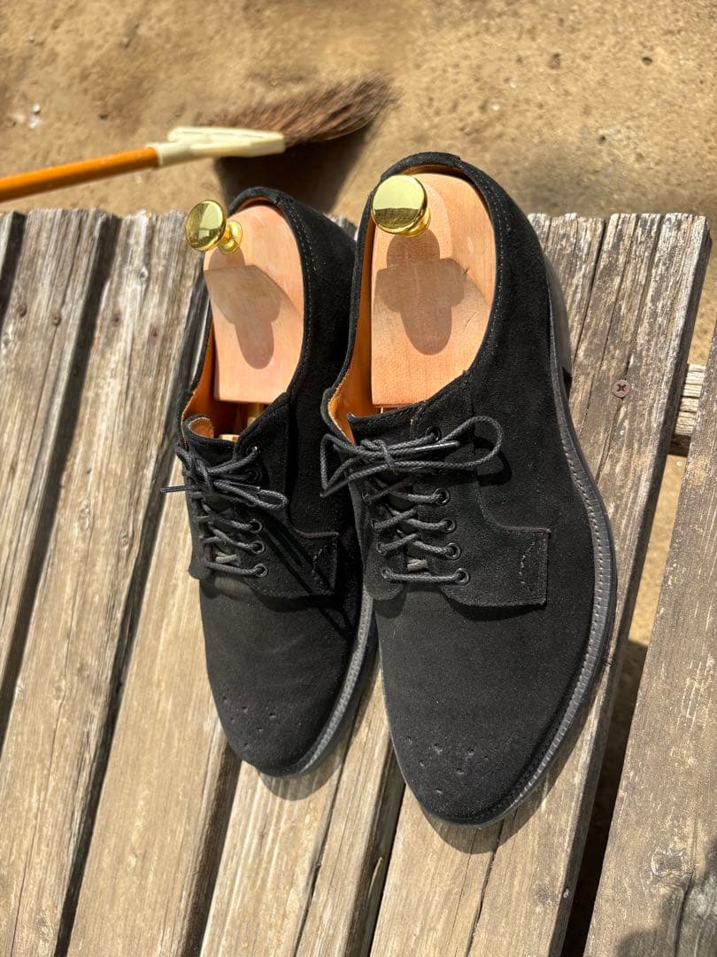 黒 スエード 外羽根短靴　25.5センチ　13万円セミオーダー品