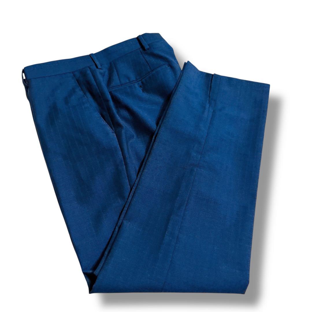 美品 LARDINI ブートニエール付 セットアップ スーツ ネイビー 46