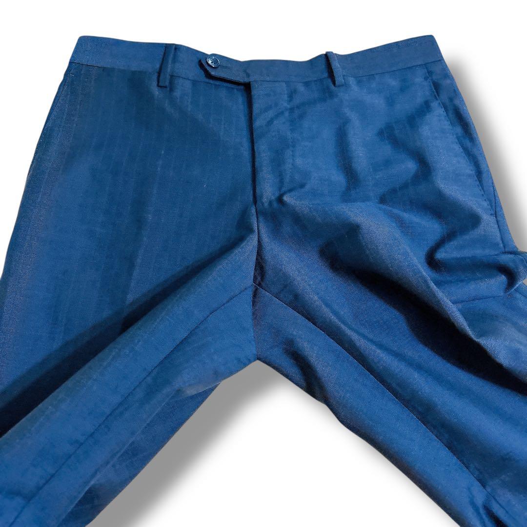 美品 LARDINI ブートニエール付 セットアップ スーツ ネイビー 46