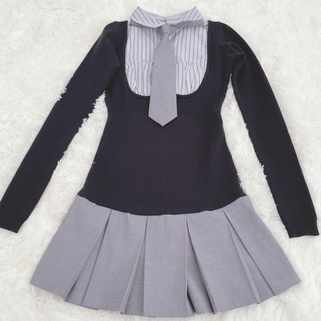 新品タグ付 darich ダーリッチ シャツドッキングニットミニワンピース