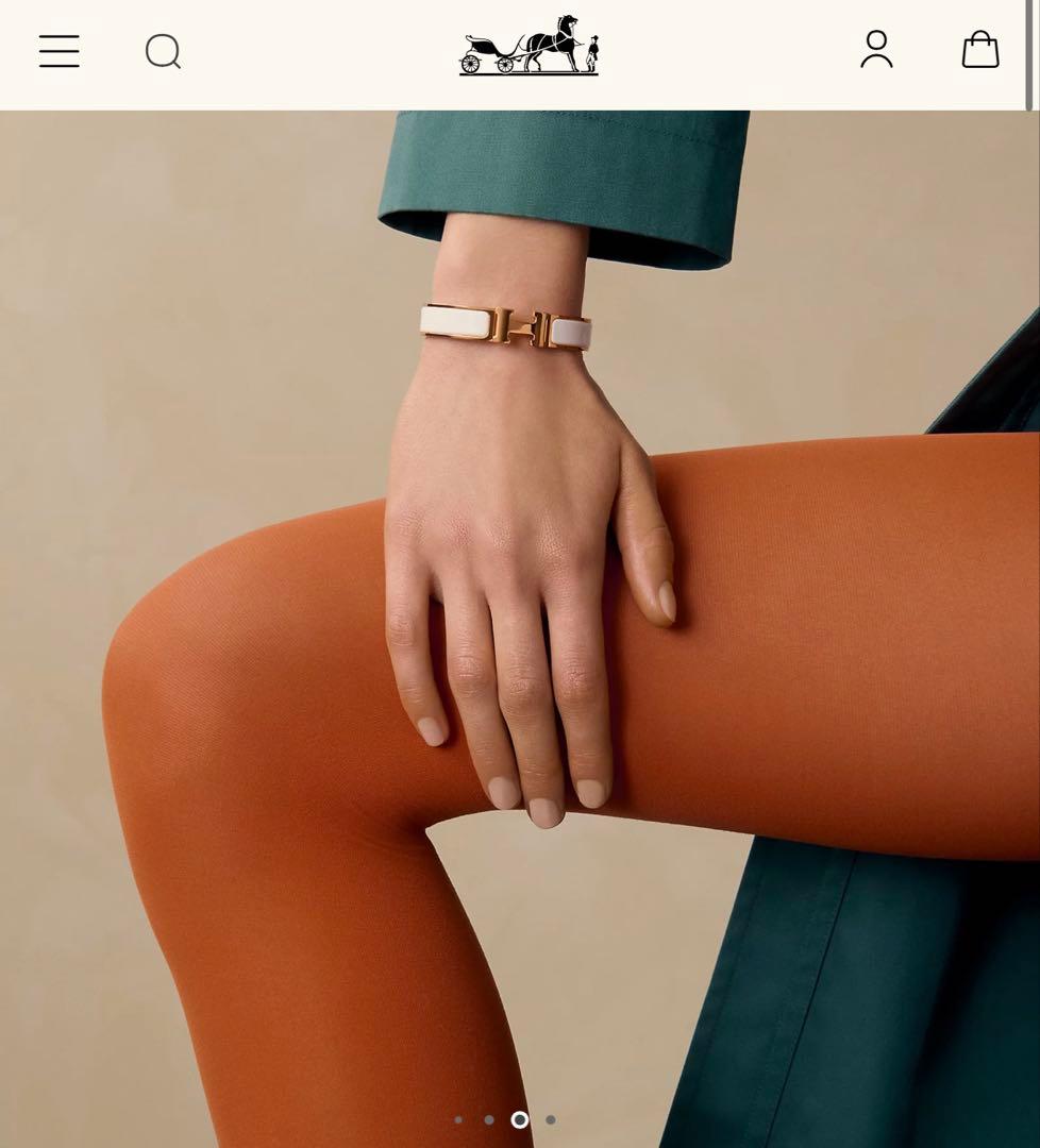 HERMES クリックH バングル (ホワイト×ローズゴールド)
