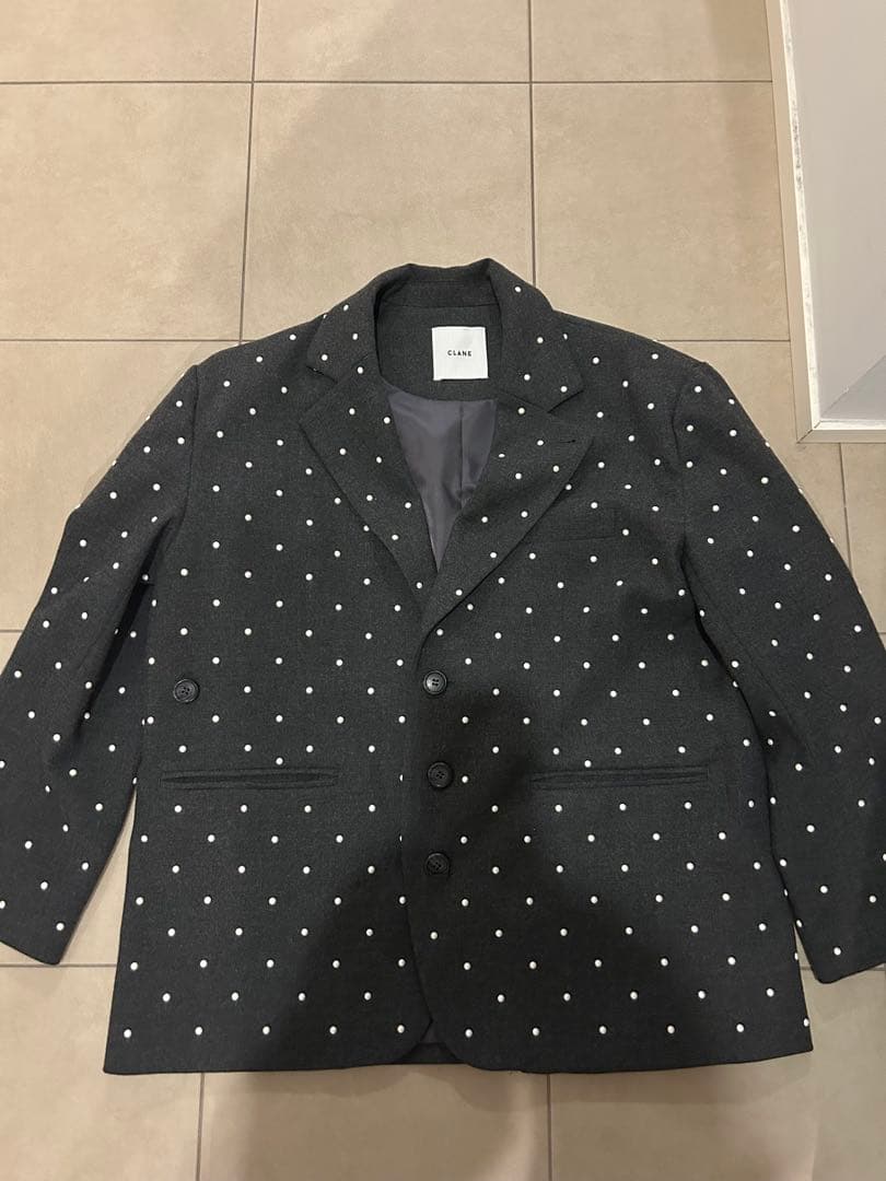 clane ドット柄 グレー テーラードジャケット