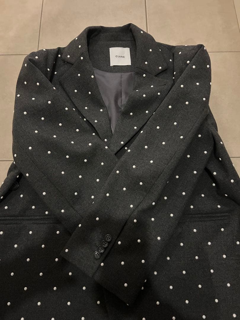 clane ドット柄 グレー テーラードジャケット