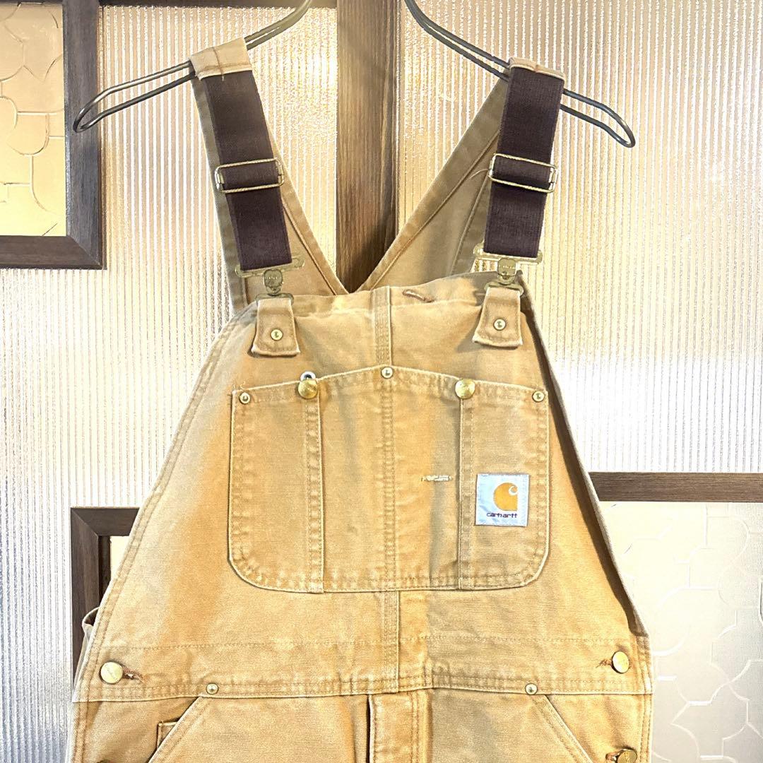90s US古着 carhartt 中綿サロペット ダブルニー 32インチ 茶