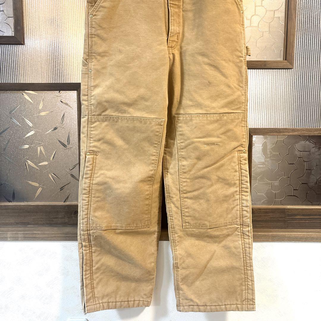 90s US古着 carhartt 中綿サロペット ダブルニー 32インチ 茶