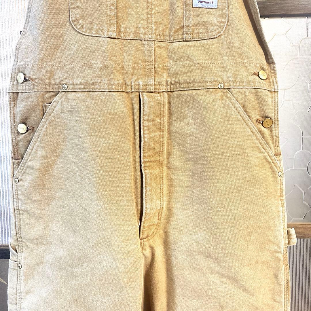 90s US古着 carhartt 中綿サロペット ダブルニー 32インチ 茶