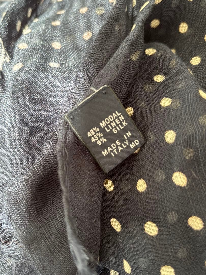 ドレイクス　ネイビー ドット柄 ストール