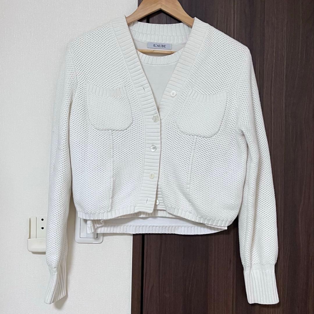 l'aube blanc Basket Knit Cardigan アンサンブル