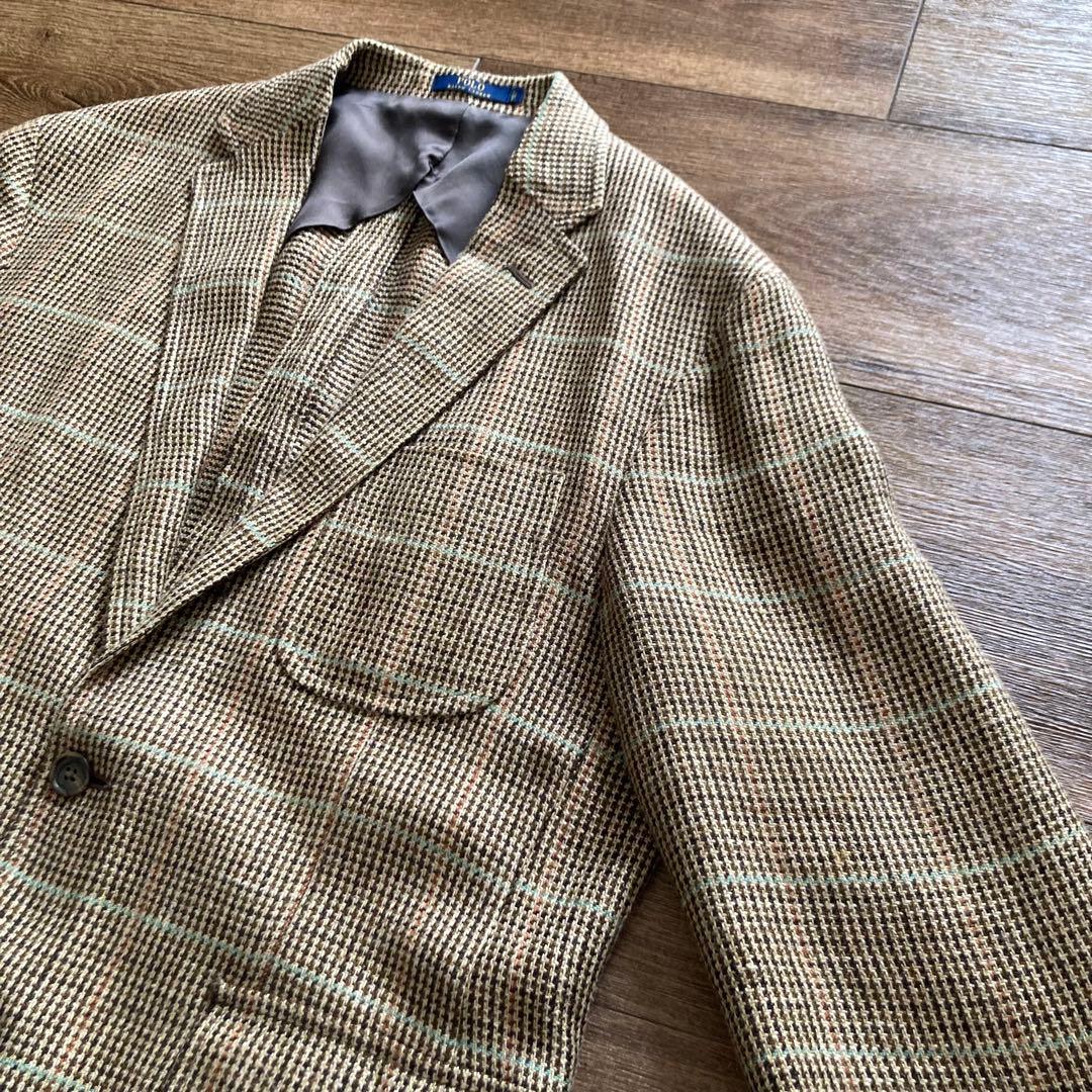 近年タグ ポロラルフローレン リネンシルク ジャケット チェック柄 イタリア製