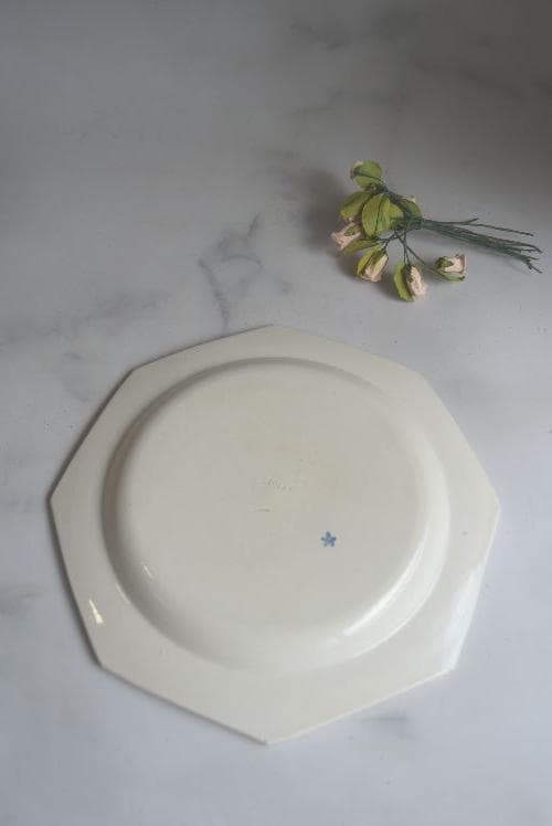 美品1804年　初期ショワジー　ファイアンスフィーヌ　オクトゴナル　デセール平皿