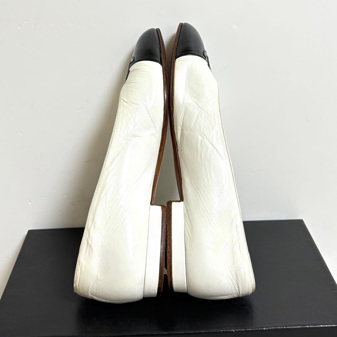 【希少】CHANEL ココマーク フラットシューズ レザー バイカラー 24.5