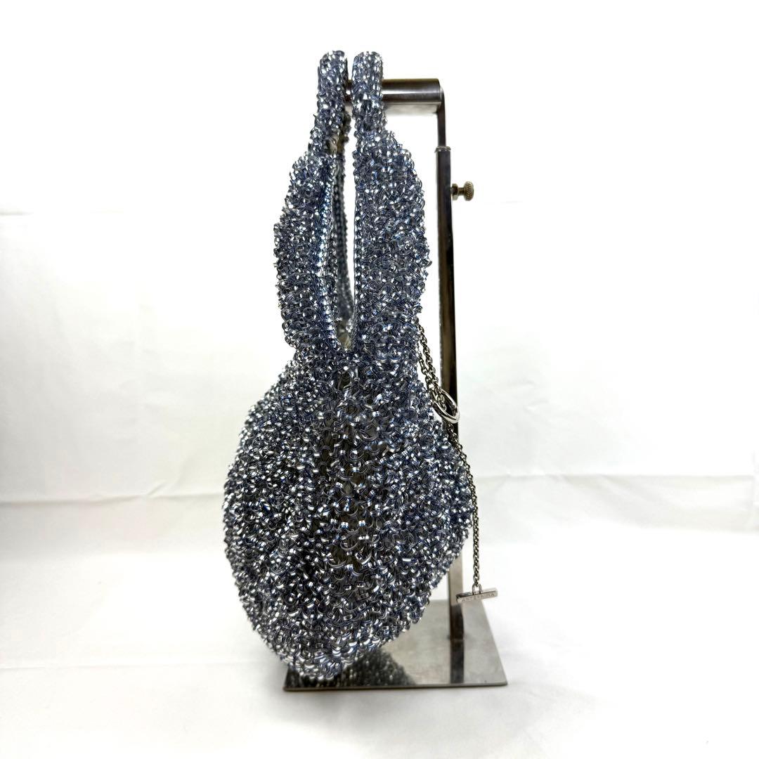 【美品】アンテプリマ ヴォルーメ ワイヤーバッグ チャーム付き ブルー シルバー