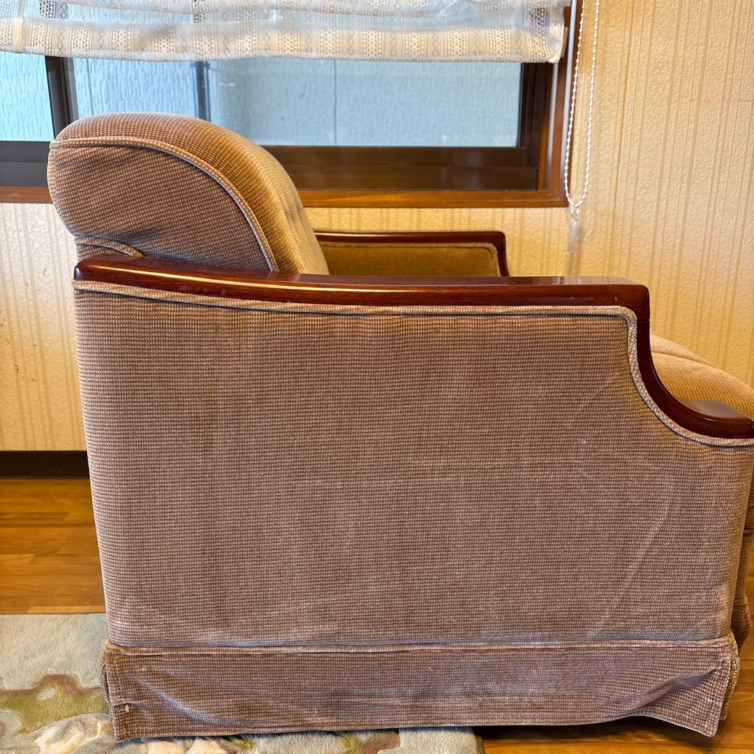 ①美品！昭和レトロ マルニ木工1人掛けソファ ビンテージ オールド コーデュロイ