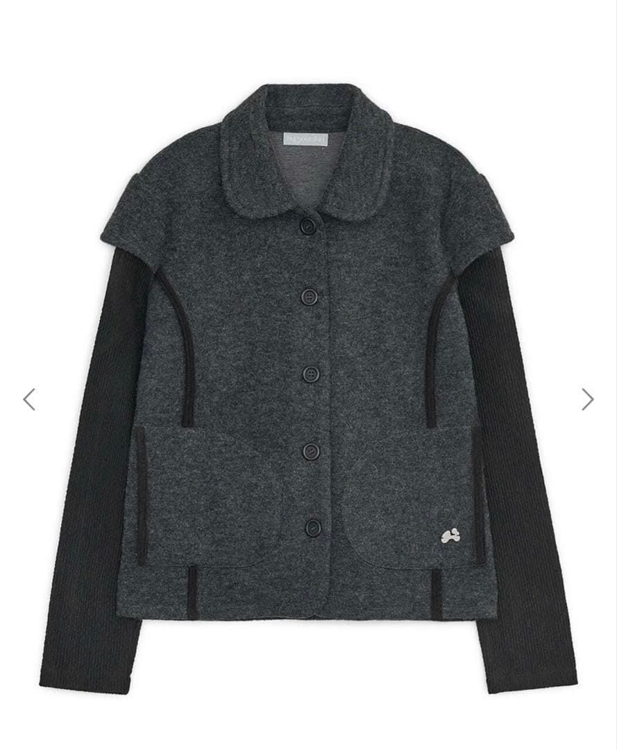 トップス HUG YOUR SKIN Round collar knit jacket