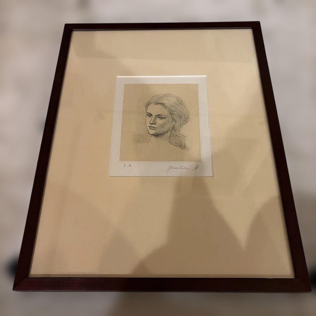 舟越保武　銅版画 『若い女の顔（B）』