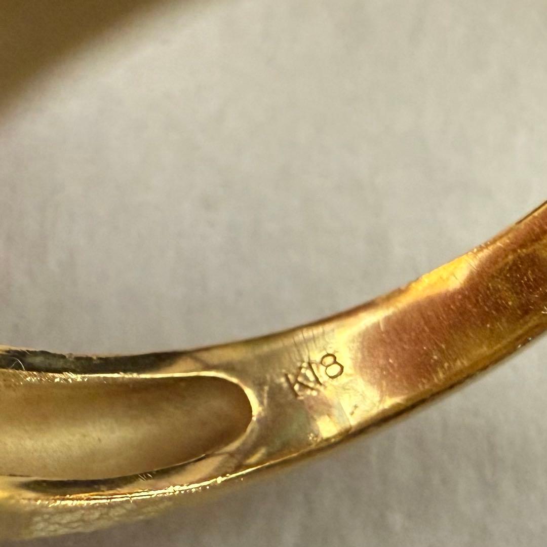 マイヤ様　k18YG南洋ゴールデンパールファイヤオパールダイヤシトリン彫金リング