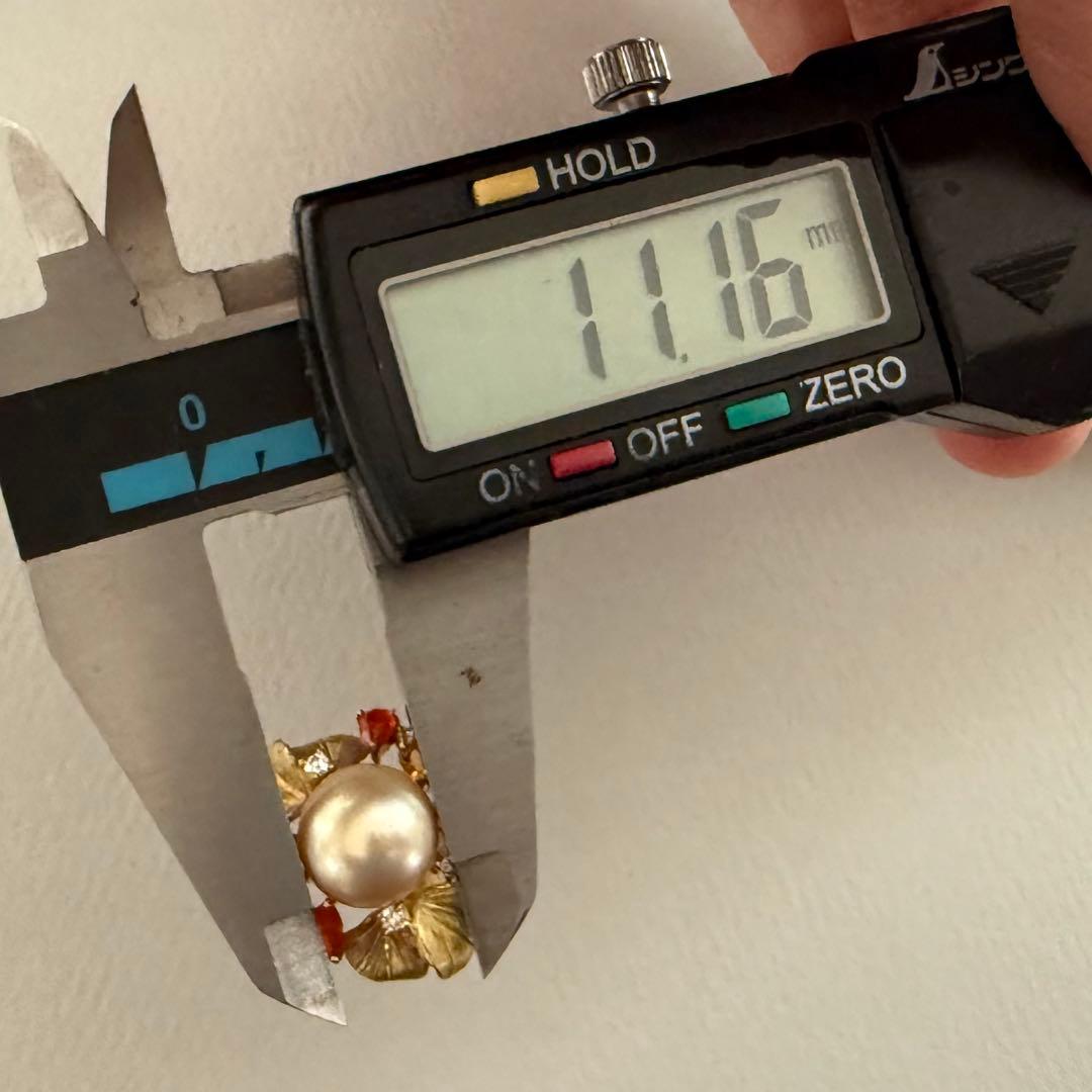 マイヤ様　k18YG南洋ゴールデンパールファイヤオパールダイヤシトリン彫金リング