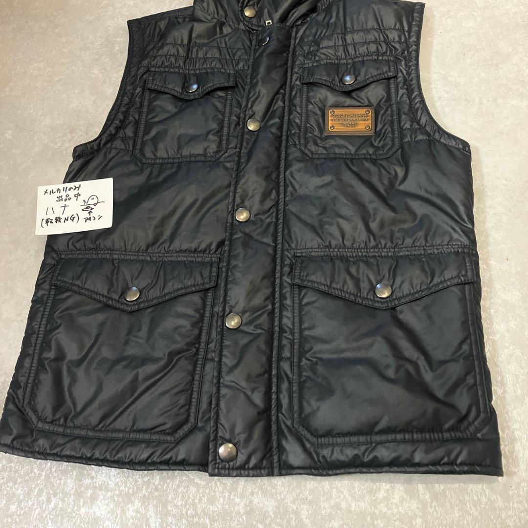 D&G、ロゴプレート、中綿ベスト、46サイズ、ブラック