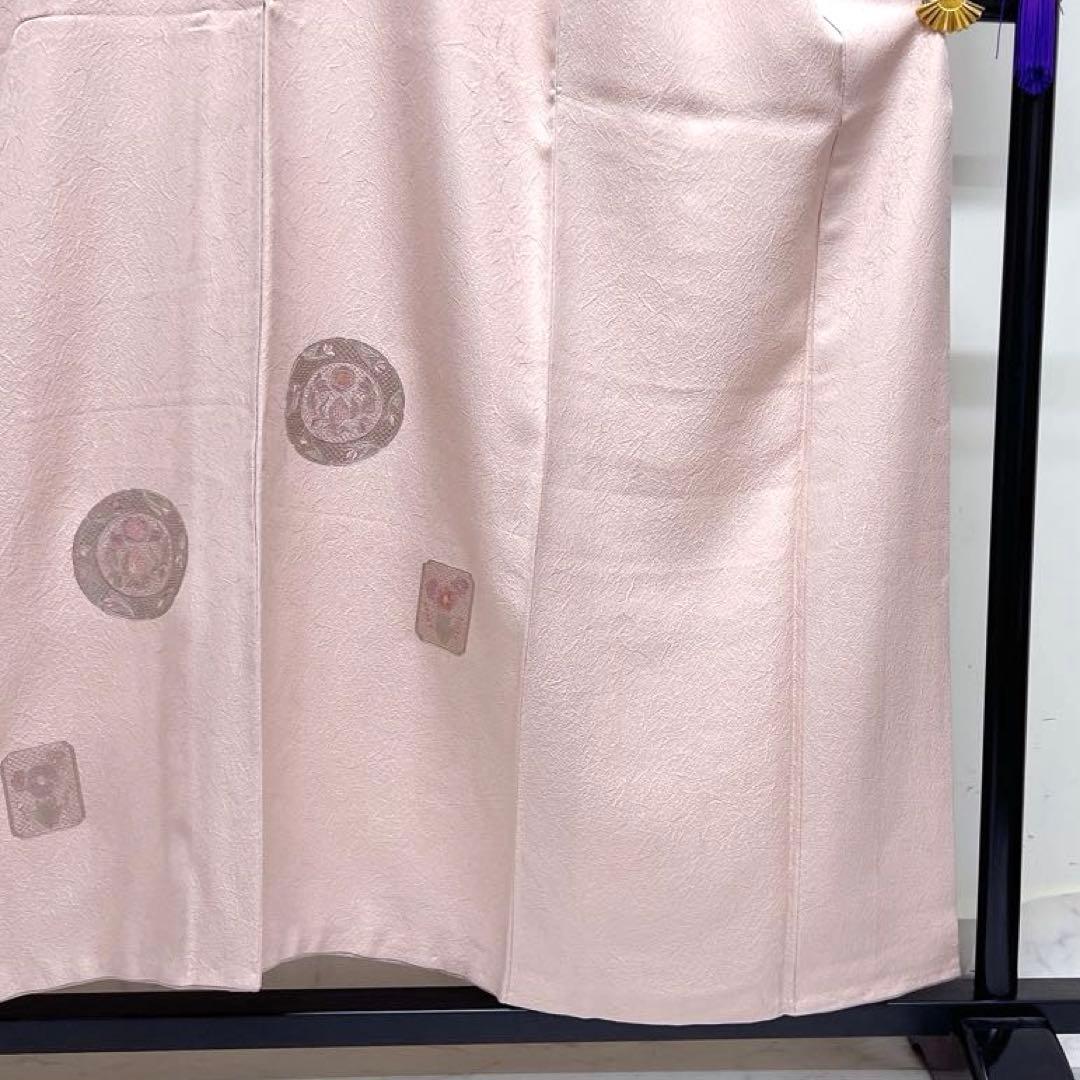 付け下げ　スワトウ刺繍　華紋　鏡裏文様　色紙　花模様　紋無し　着物　043k d