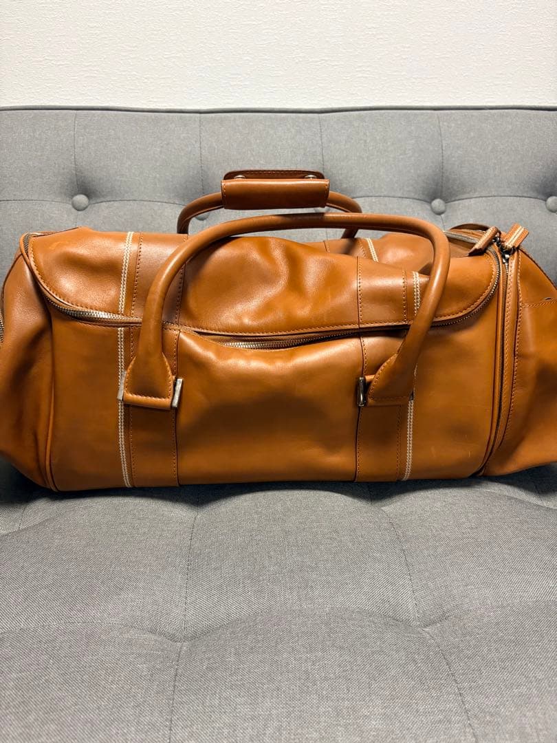 dunhill ブラウン レザー ダッフルバッグ