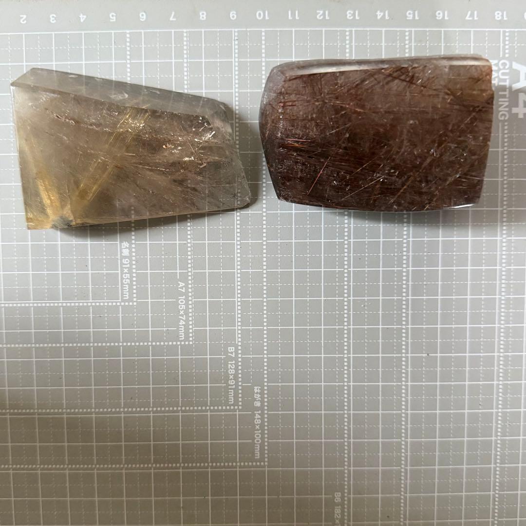 ルチルクォーツセット置物★金運　パワーストーン