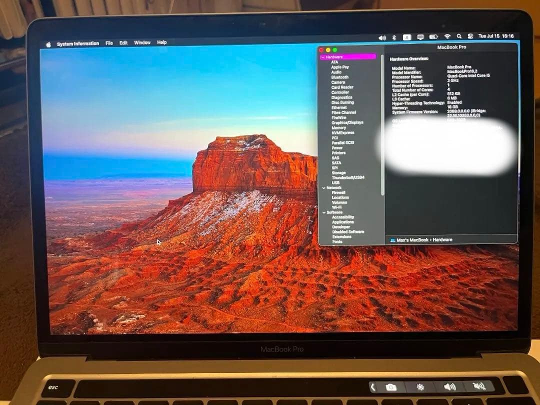 MacBook本体 2020 MacBook Pro i5 13\" 16gb 512 US