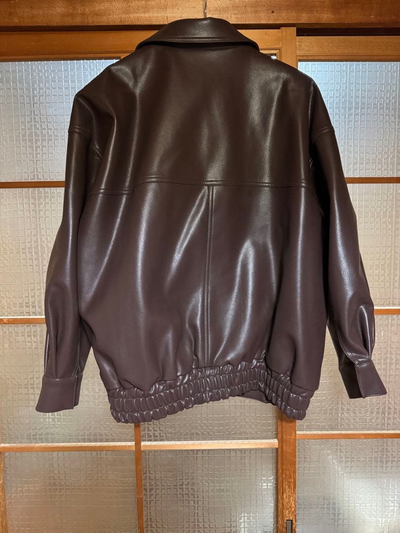 crewre フェイクレザージップブルゾン ブラウン サイズ2
