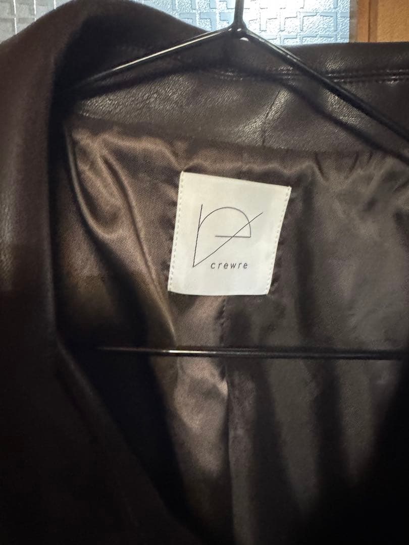 crewre フェイクレザージップブルゾン ブラウン サイズ2
