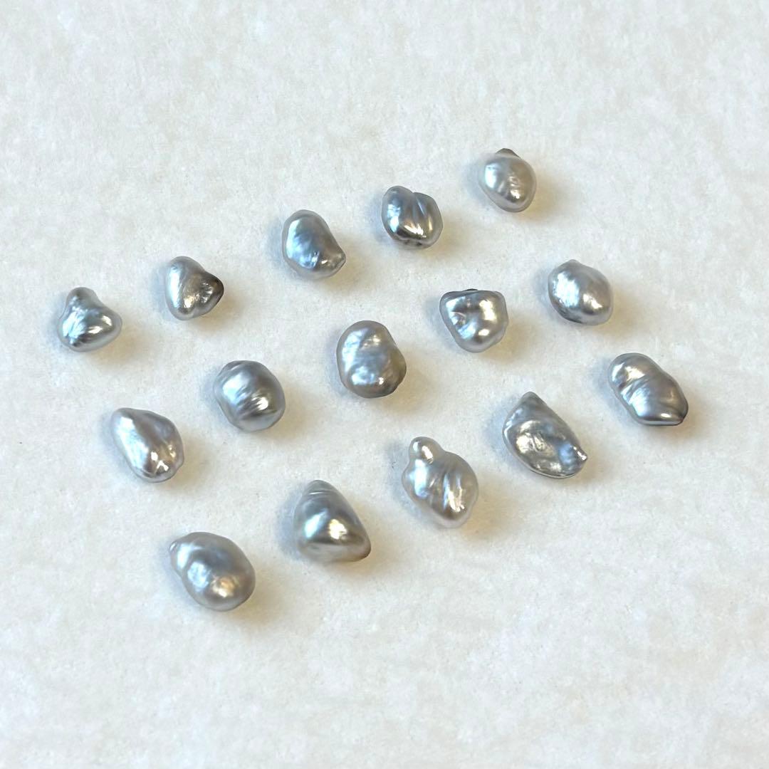 パール　ルース　南洋真珠　黒蝶ケシ　６mm 変形フラット １５pcs