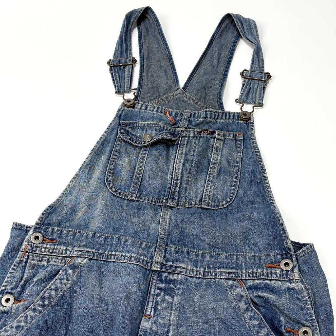 POLO RALPH LAUREN ヴィンテージ加工 デニムオーバーオール XS