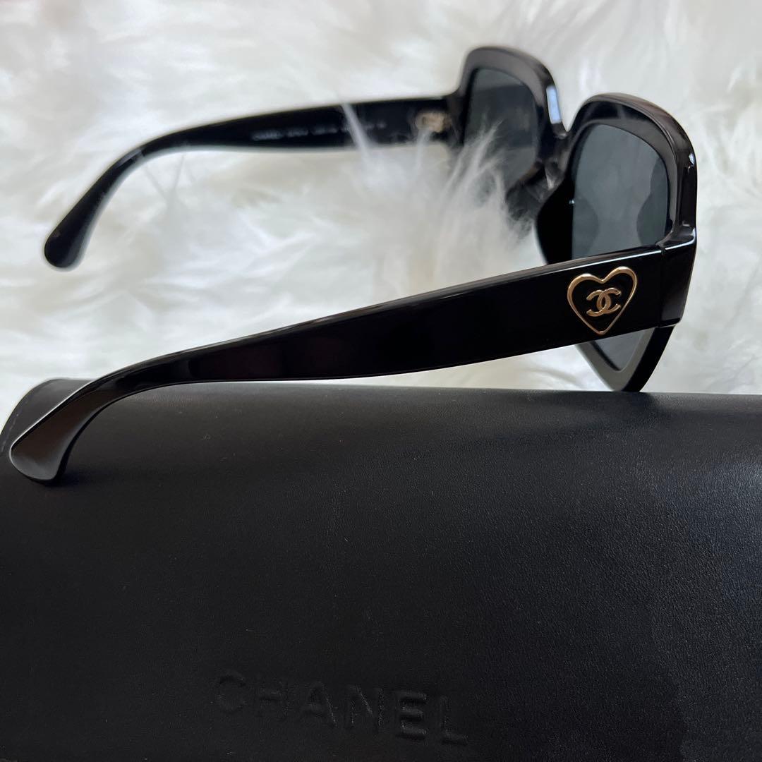 超美品 CHANEL サングラス スクエア型 ハートロゴ CCマーク 正規品