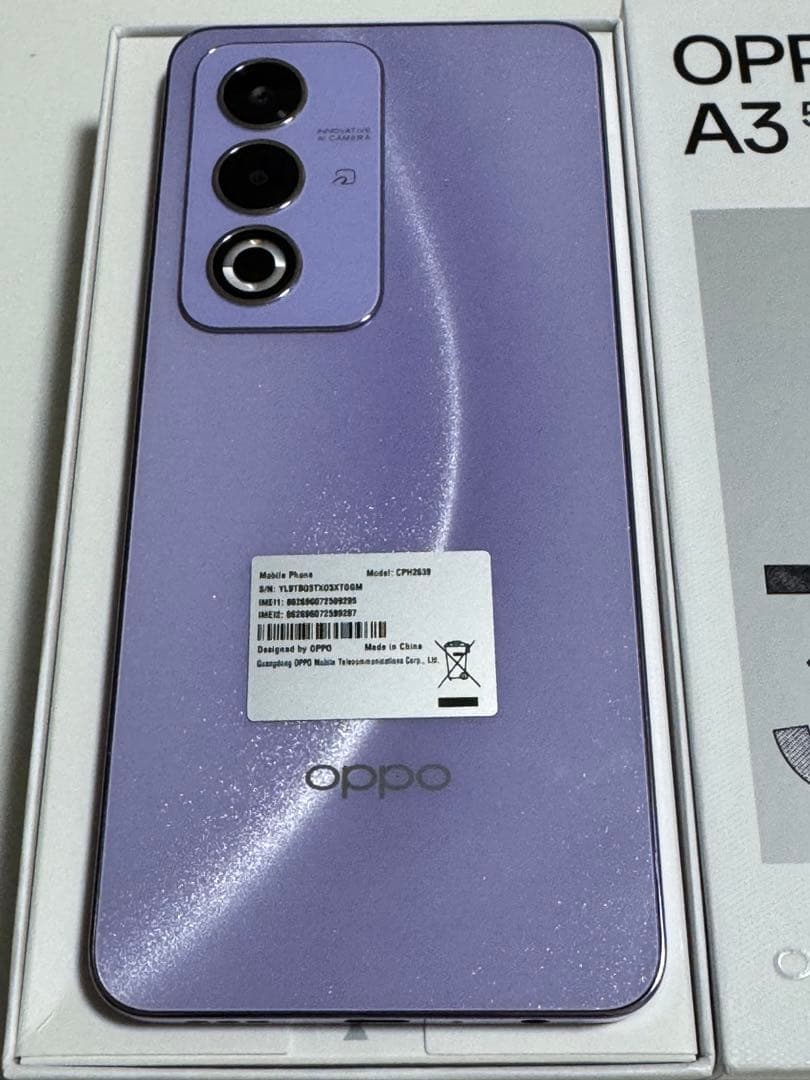 OPPO A3 5G ほぼ新品 開通テストのみ SIMフリー