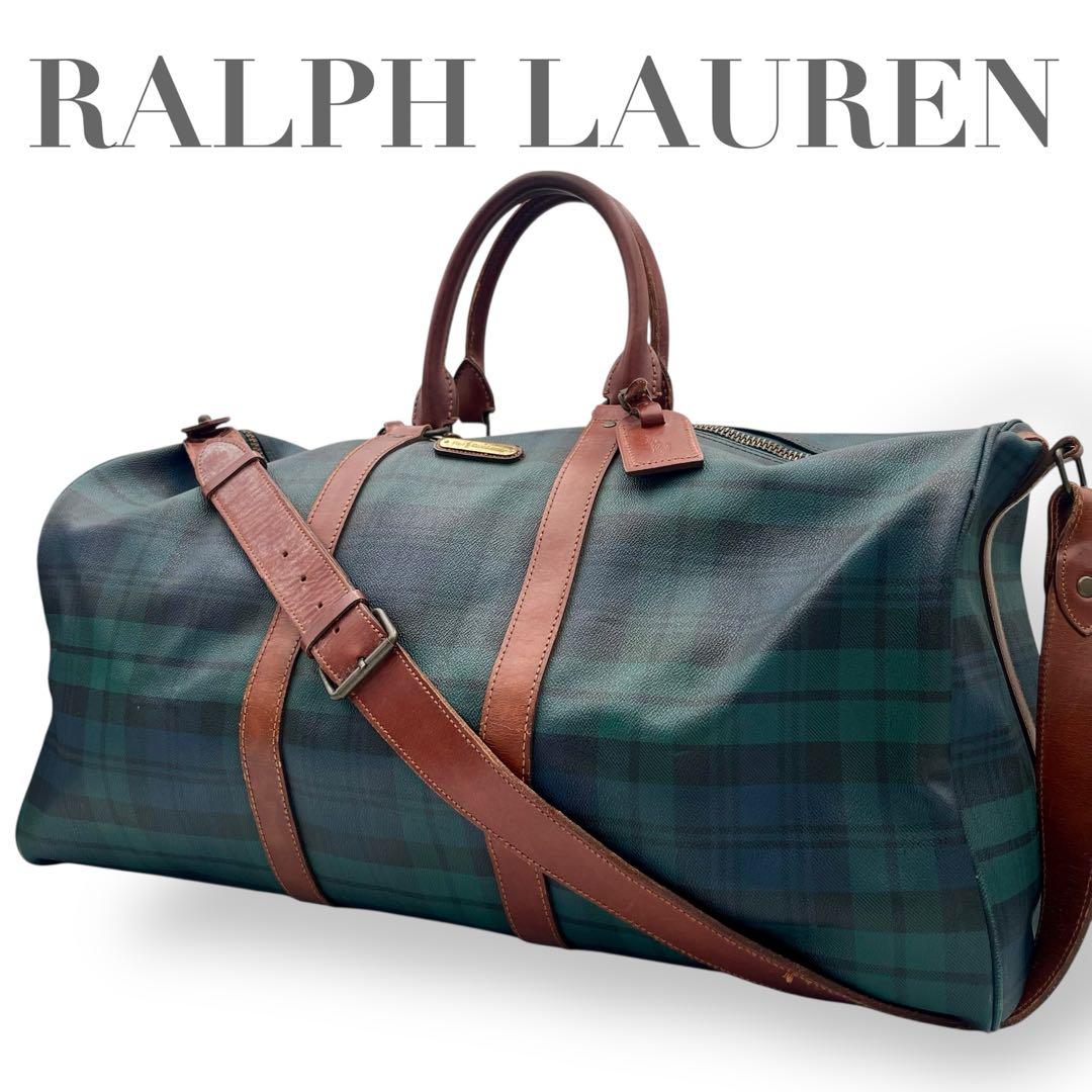 【超大容量タイプ】RALPH LAUREN ボストンバッグ グリーン レザー