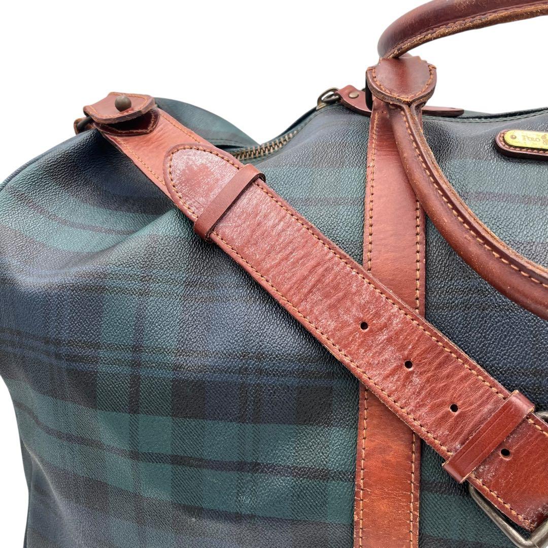 【超大容量タイプ】RALPH LAUREN ボストンバッグ グリーン レザー