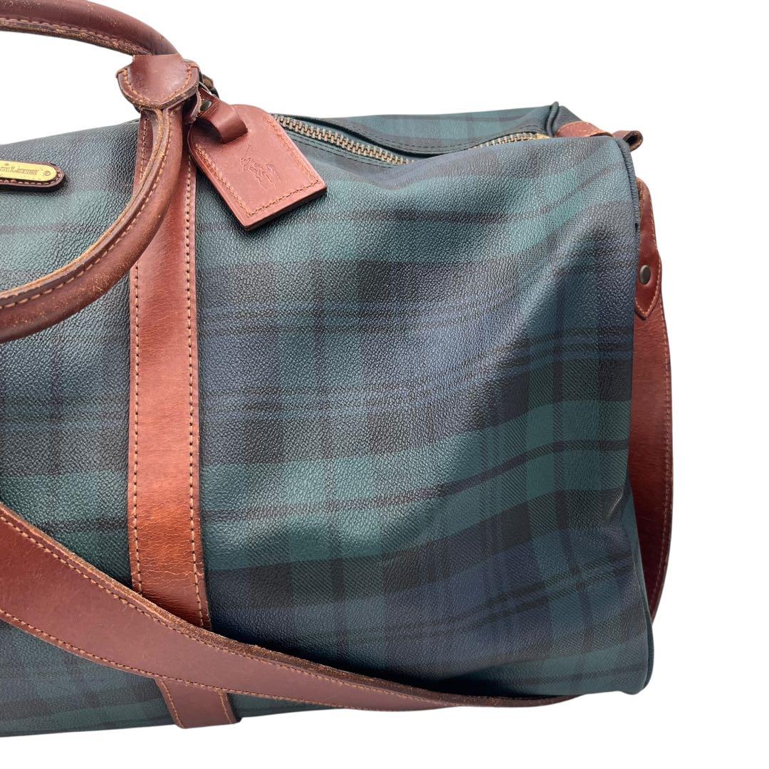 【超大容量タイプ】RALPH LAUREN ボストンバッグ グリーン レザー