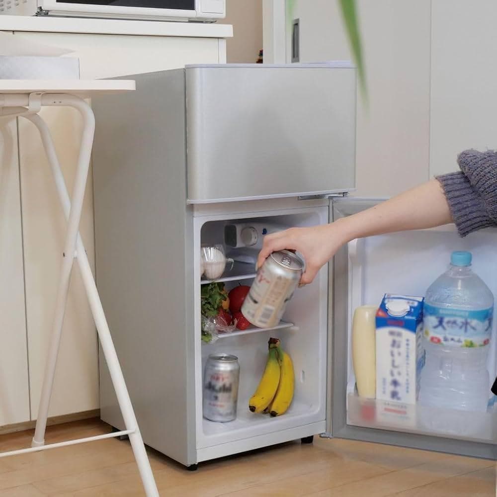 中古ONE STEP 冷蔵庫 一人用 2ドア 冷凍庫付き 小型保冷 凹みあり