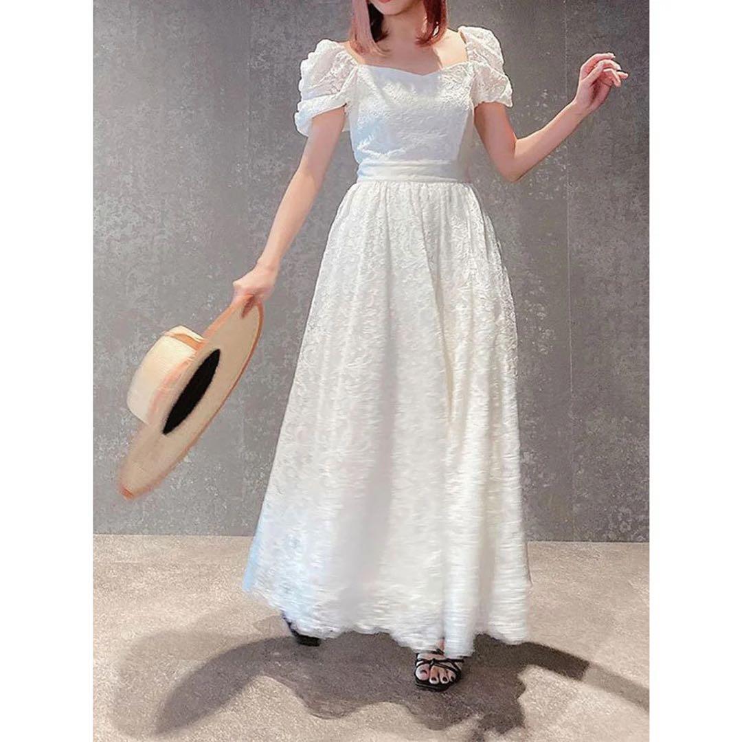 エイミーイストワール　ギャザーレーススクエアネックワンピース　ブラック