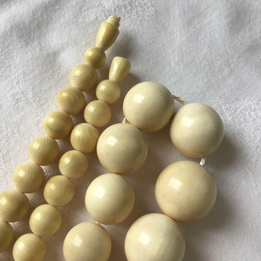 アンティーク　天然素材ネックレス　ロングネックレス　四