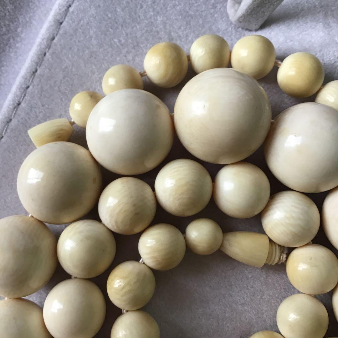 アンティーク　天然素材ネックレス　ロングネックレス　四