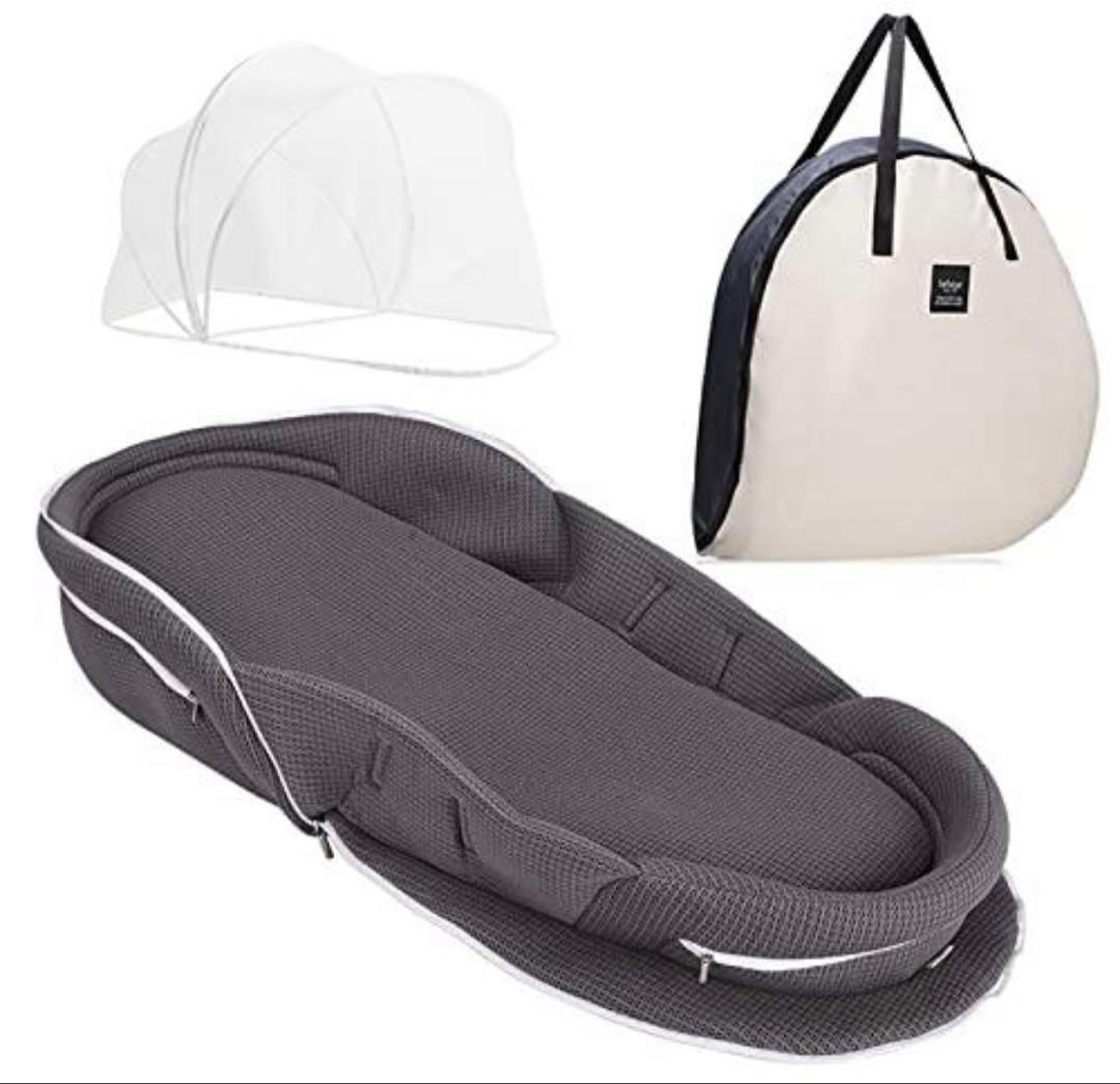 美品　ベビーアムール　ベビーベッド　グレー