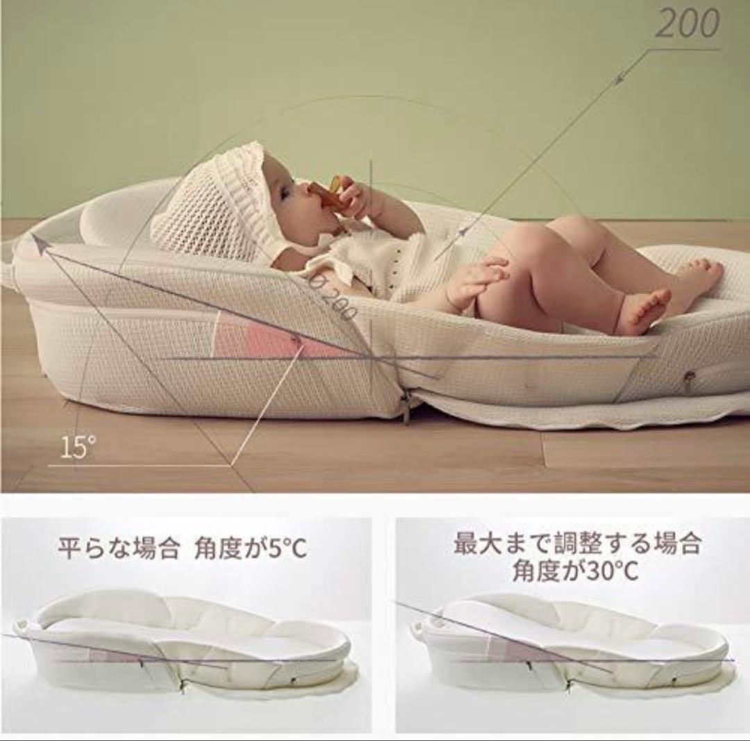 美品　ベビーアムール　ベビーベッド　グレー