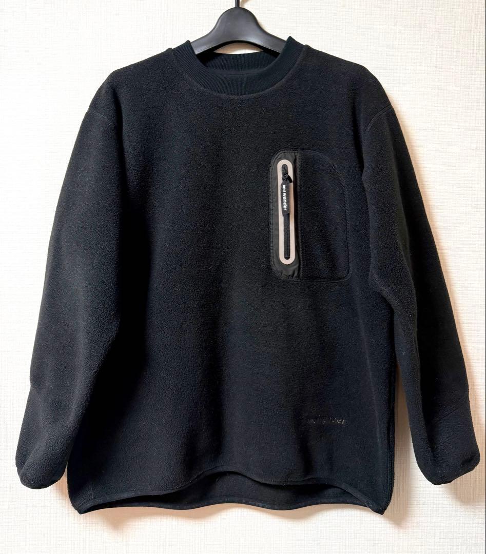 and wander micro fleece pullover（S、黒色）