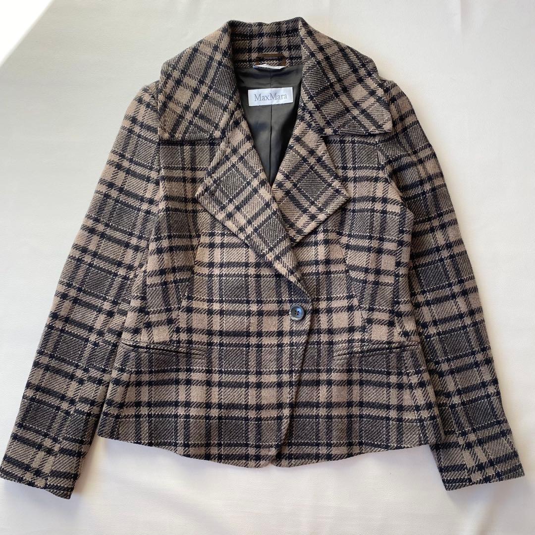 【美品】Max Mara　ジャケット　女優襟　白タグ　クロップド　大きいサイズ