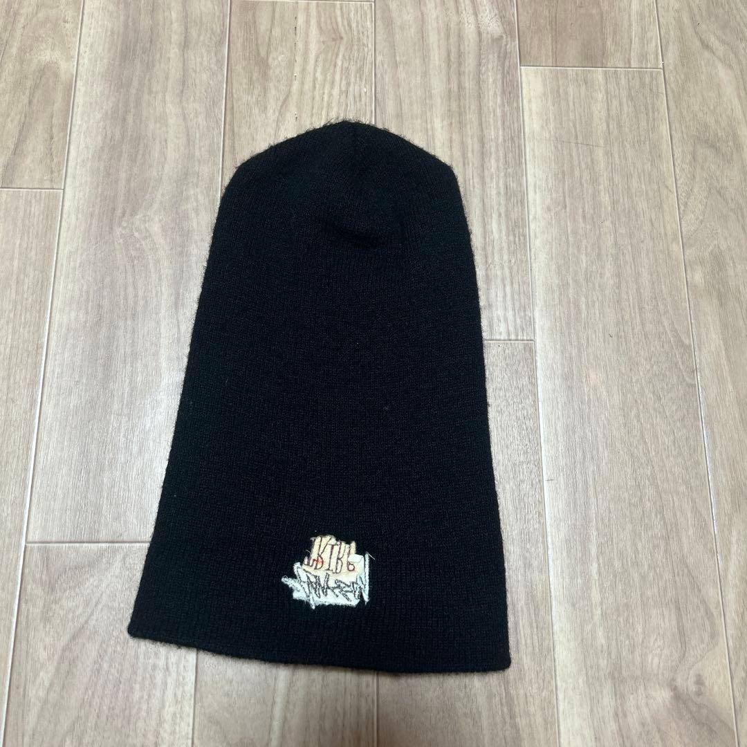 80s old stussy ステューシー　ビーニー　ニット帽　刺繍ロゴ　黒