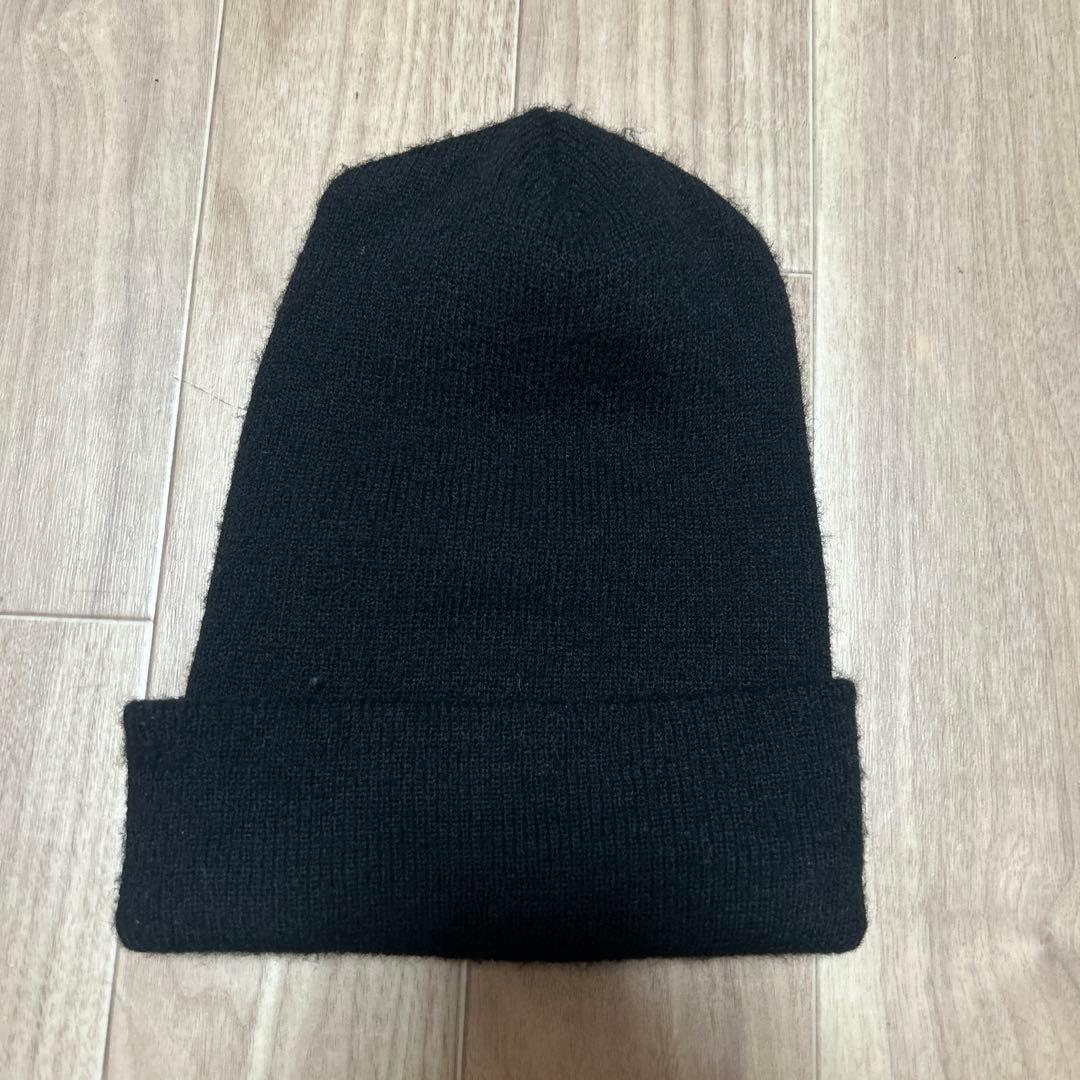 80s old stussy ステューシー　ビーニー　ニット帽　刺繍ロゴ　黒
