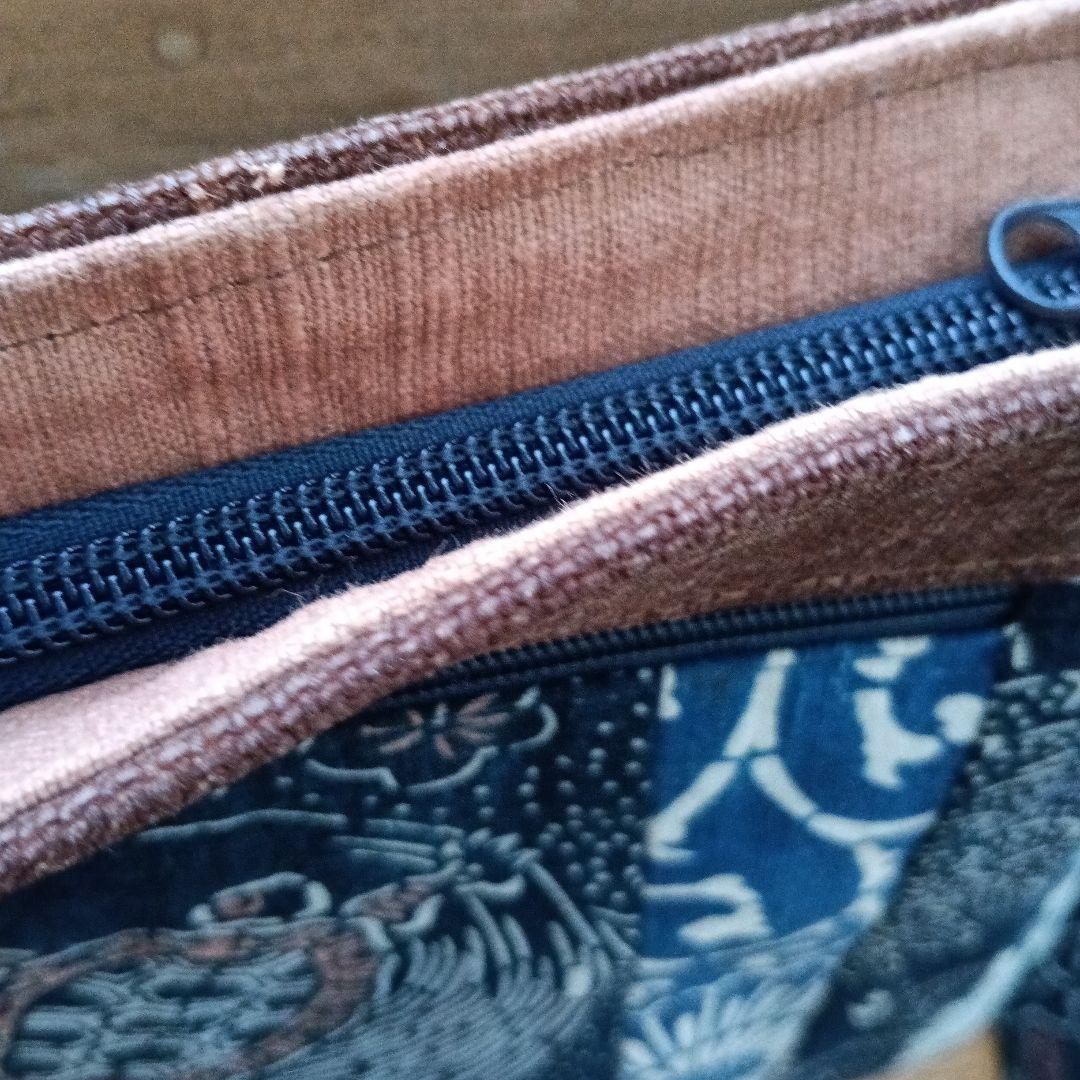 古布型染と酒袋のショルダーバッグ　ハンドメイド
