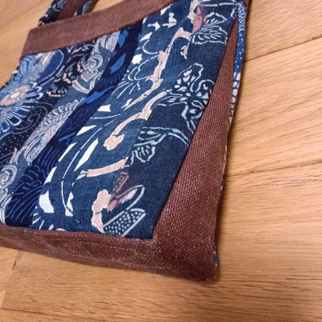 古布型染と酒袋のショルダーバッグ　ハンドメイド