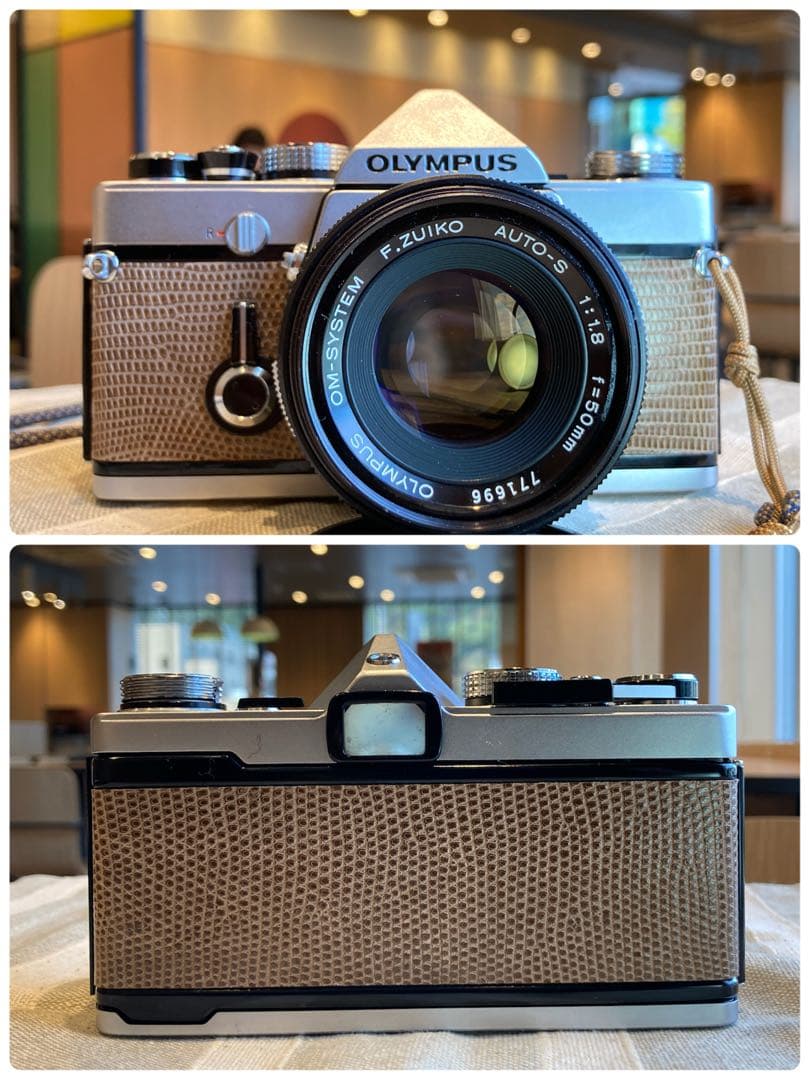 ★完動品＊美品＊初期保証付★OLYMPUS OM-1／f1.8レンズ★本革外装！